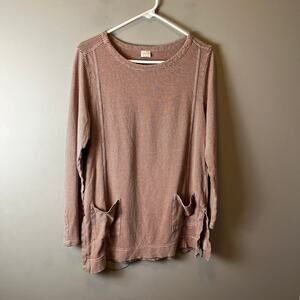 Poetry‎ Striped Hemp & Organic Cotton Hemp Relaxed Long Sleeve Tunic Top Size 6
